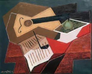 Gitarre und Obstschale